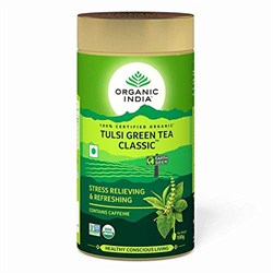 Чай Tulsi green (Тулси Зелёный Классический) в металлической банке, 100 г. - фото 11672