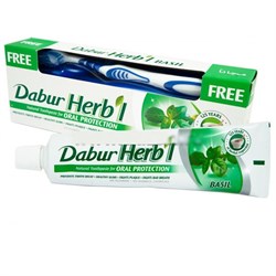 Зубная паста Dabur Herb’l Basil (с зубной щёткой) - фото 4004