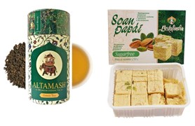 Набор Чай зелёный Алтамаш (Altamash) 100 г. + Соан Папди Без сахара Бестофиндия (Bestofindia) 250 г.